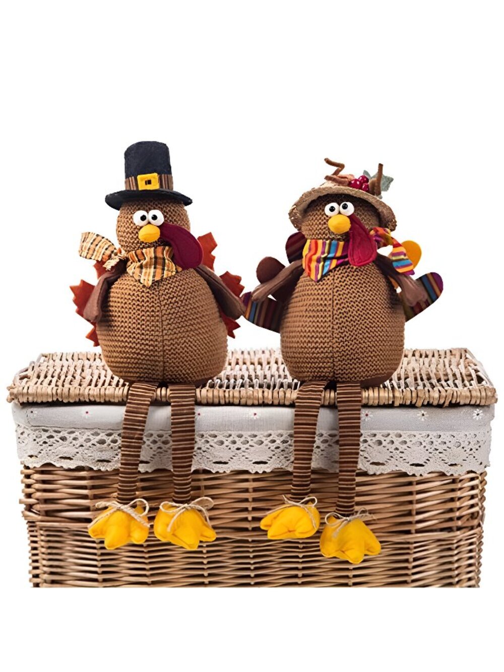 2 Pack Stuffed Turkey Couple Doll Thanksgiving Table Decoration
